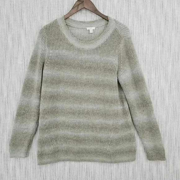J. Jill Women's Knit Sweater Crewneck Size L Striped Pullover - Picture 1 of 8